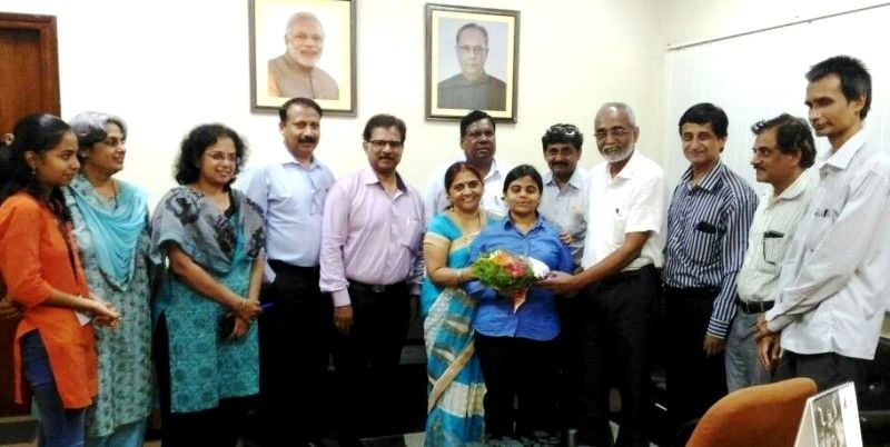 Pranjal being felicitated by Akashwani for clearing her UPSC exam