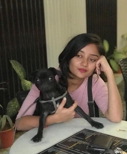 Pranjali Singh Parihar with her pet dog