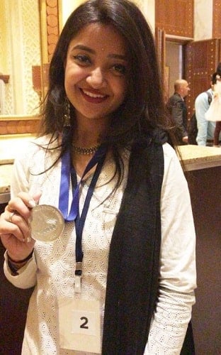 Pranjali Singh Parihar with her silver medal
