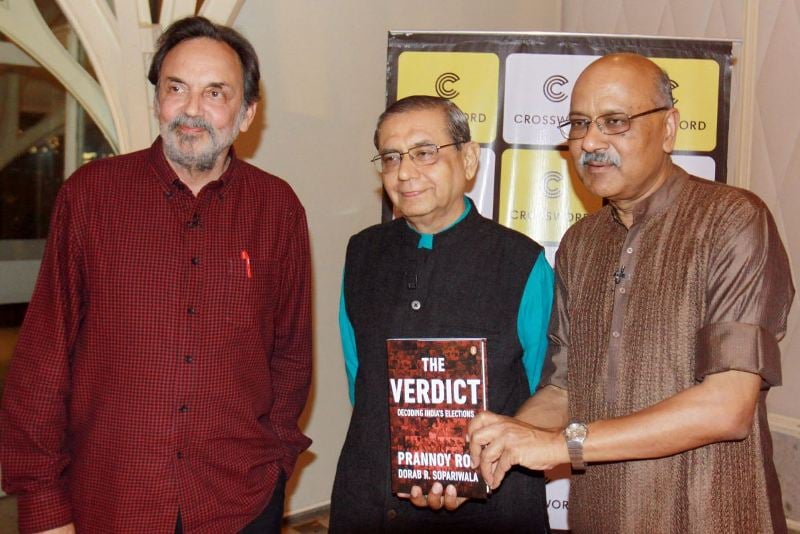 Prannoy Roy (left) and Dorab R. Sopariwala (centre) - co-authors of