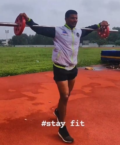 Prashanth Rai while exercising