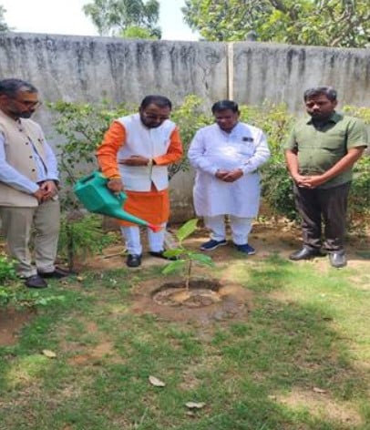 Prataprao Jadhav while watering a plant
