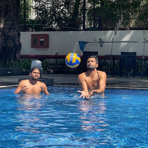 Pratham Singh playing volleyball