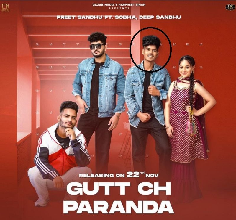 Preet Sandhu on the poster of the song 