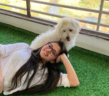 Preethi Asrani with her dog