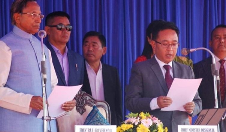 Prem Singh Tamang taking oath as Chief Minister of Sikkim