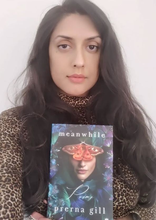 Prerna Gill, posing with her book Meanwhile (2023)