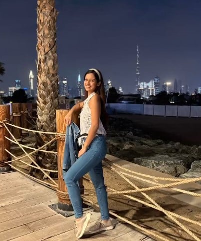 Prerna Singh posing during a trip