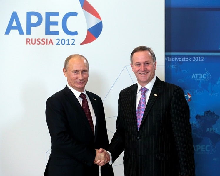 President of Russia Vladimir Putin with Prime Minister John Key