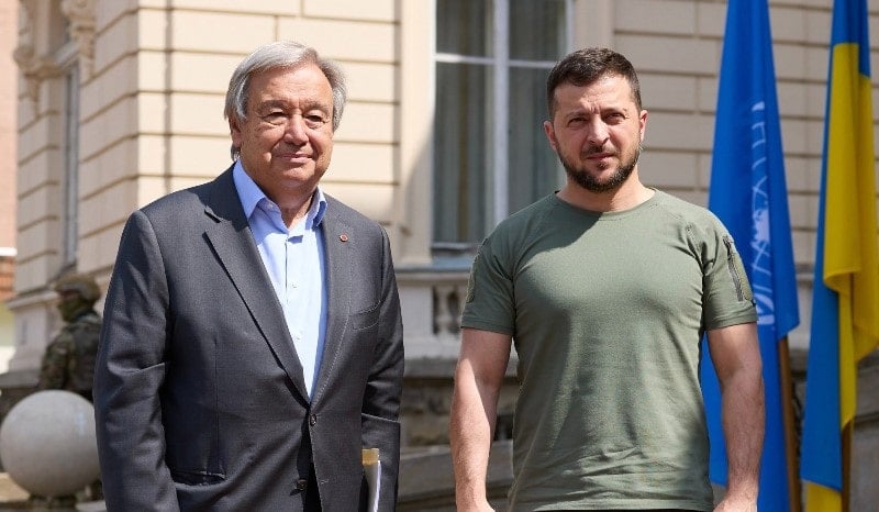 President of Ukraine Zelensky with UN Secretary-General Guterres