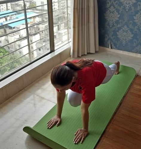 Pritam Munde performing yoga aasana