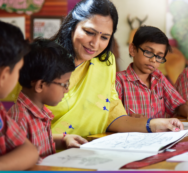 Priti Adani while conversing with the students