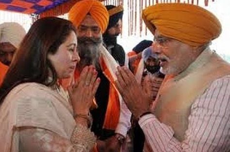 Priti Sapru with Narendra Modi during a rally in Jagraon (Punjab)