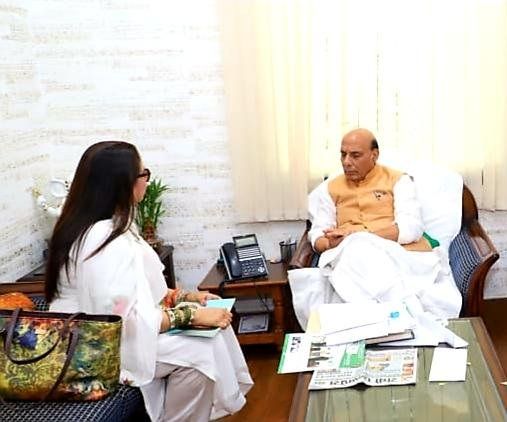 Priti Sapru with Rajnath Singh