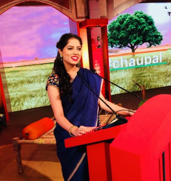 Priya Chauhan during an anchoring session for the