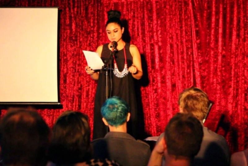 Priya Malik while performing in a comedy show in Australia