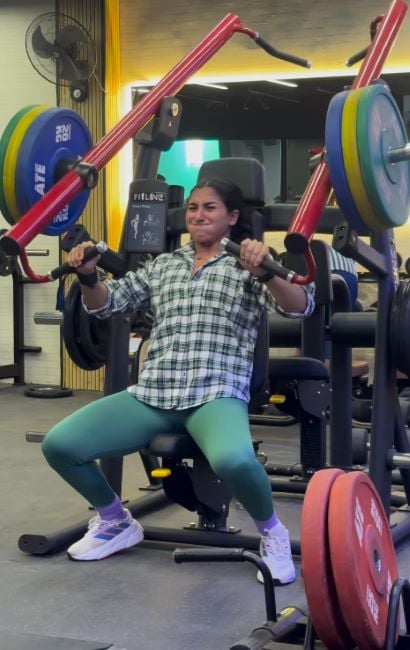 Priya Sharma working out at the gym
