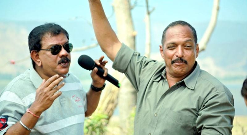 Priyadarshan (left) with the Indian actor Nana Patekar during the shoot of the Hindi film ‘Kamaal Dhamaal Malamaal’ (2012)