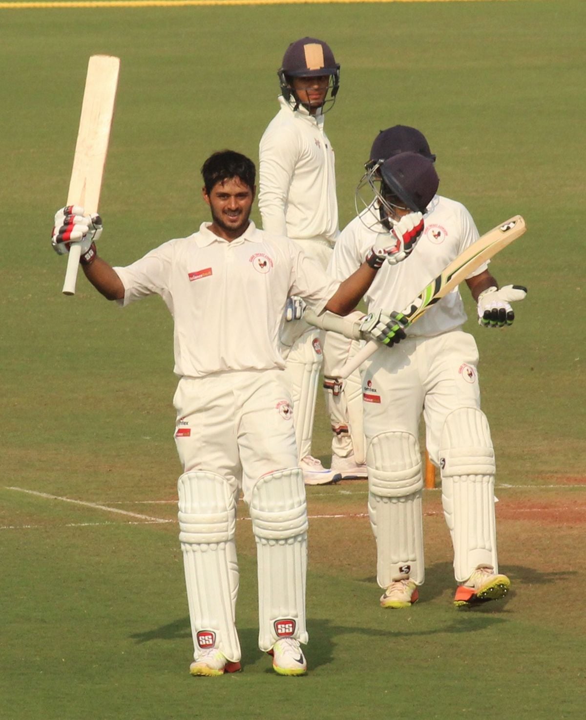Priyank Panchal celebrating his century during Ranji Trophy 2016-17 on 1 January 2017