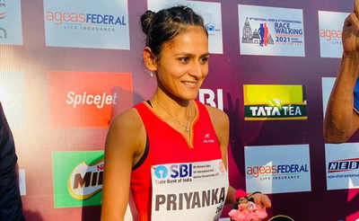 Priyanka Goswami after getting a ticket to Tokyo Olympics