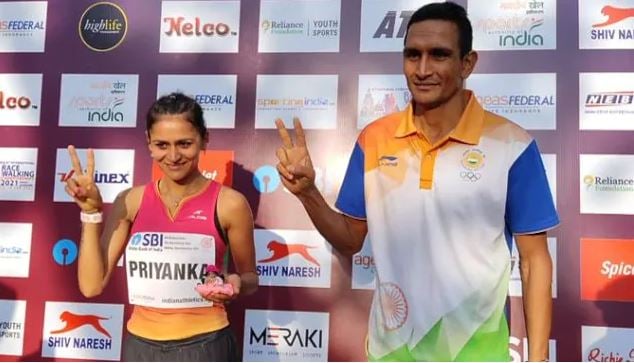 Priyanka Goswami after winning the open national championship 2021