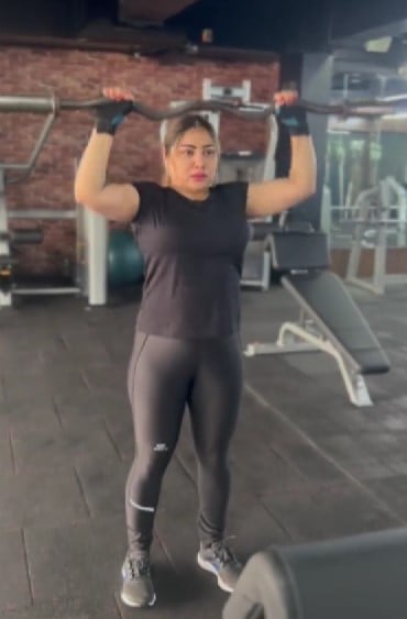 Priyanka Upendra while working out at a gym