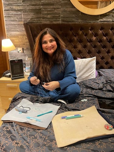 Punita Trikha making a jewellery piece