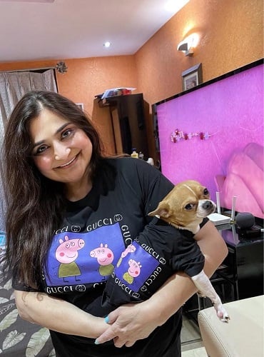 Punita Trikha with her pet dog