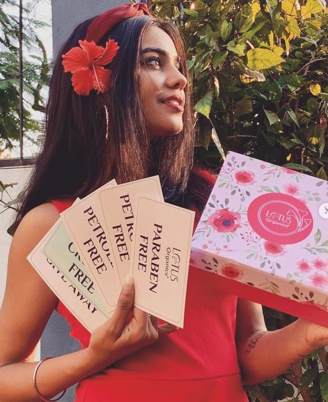 Purabi Bhargava endorsing Lotus Organics products