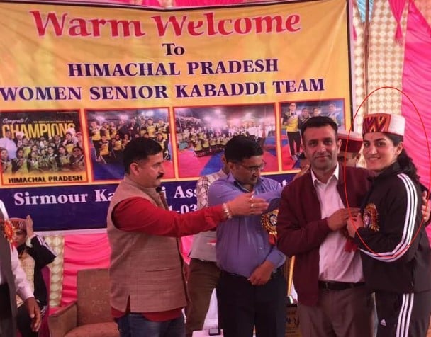 Pushpa Rana after getting selected in the Himachal Pradesh Women Senior Kabaddi Team
