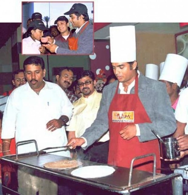 R. Madhavan making dosa for charity