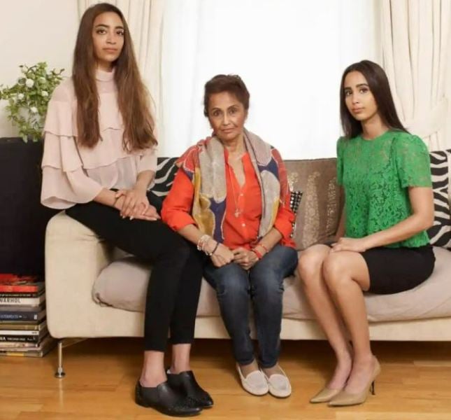 Rabia Khan with her daughters, Karishma Khan and Kavita Khan