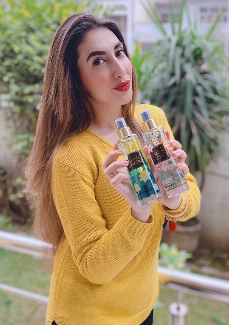 Rabia Javaid Sheikh promoting skincare products