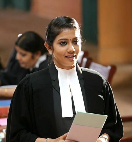 Rachana Narayanankutty as the character Advocate Remya in the film Punyalan Agarbattis