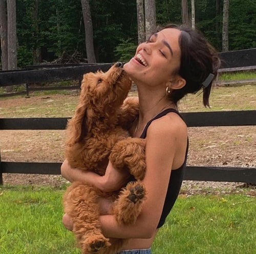 Rachel Zegler with her pet dog
