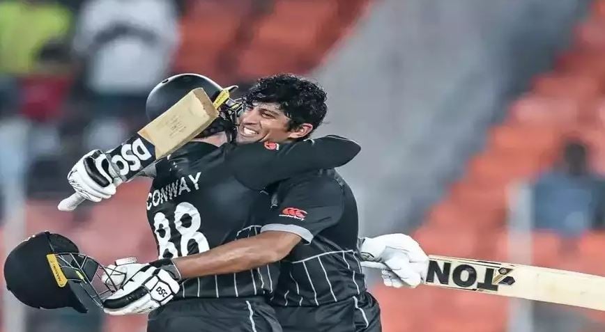 Rachin Ravindra after scoring a century in a match