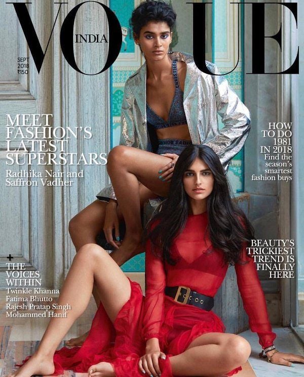 Radhika Nair on the cover of Vogue 2018 with Saffron Vadher