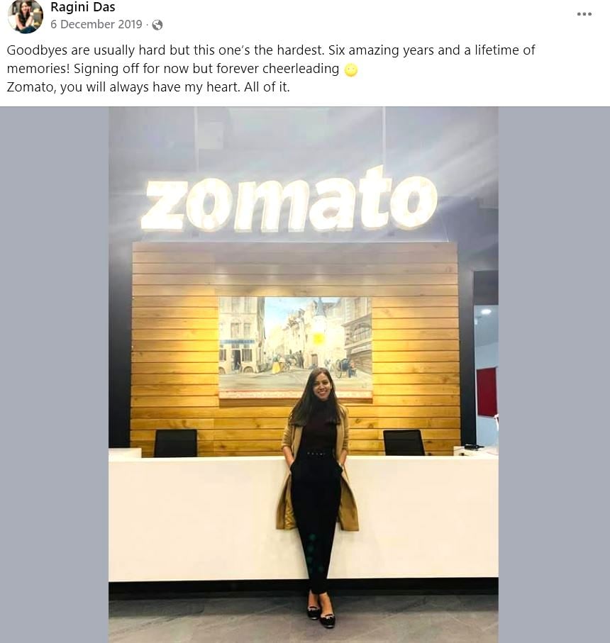 Ragini Das at the Zomato Global Headquarters