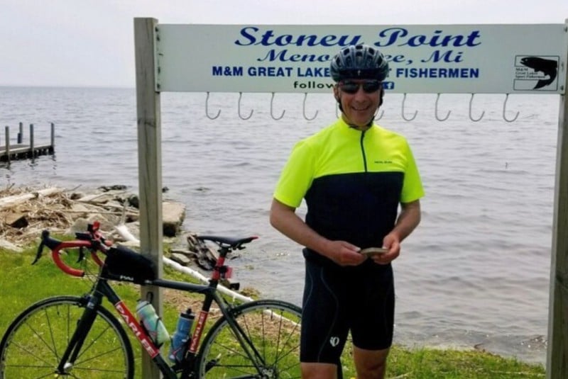 Rahm Emanuel with his state-of-the-art Parlee road bike