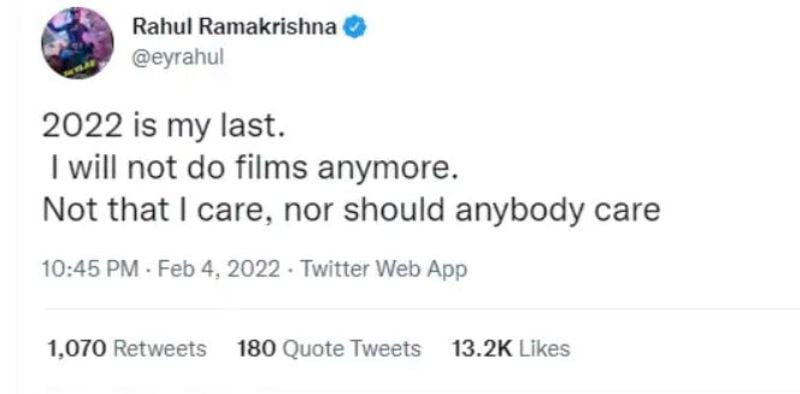 Rahul announcing his retirement