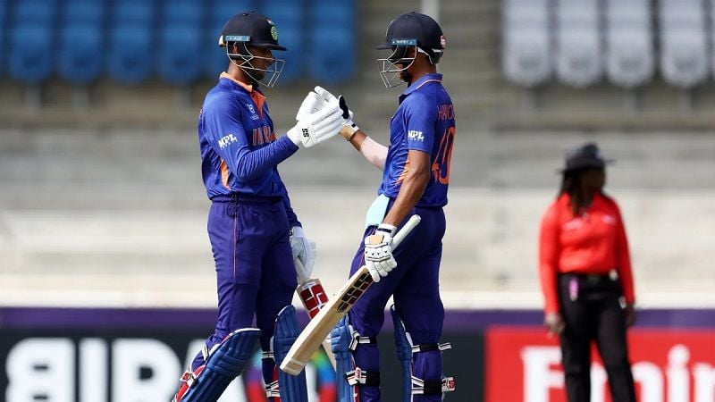 Raj and Angkrish Raghuvanshi on the pitch