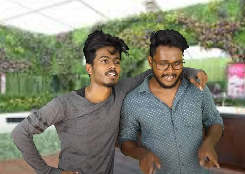 Raja Vetri Prabhu (left) in a still from the spoof show 