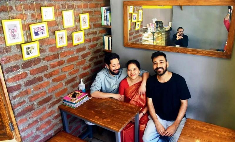 Rajat Barmecha, along with his mother and brother, at The Barmecha House in Mumbai