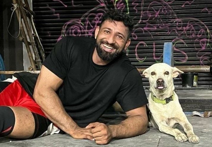 Rajat Dalal with his dog