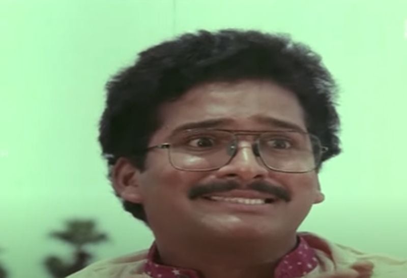 Rajendra Prasad as Sundaram in a still from the film Ladies Tailor (1986)