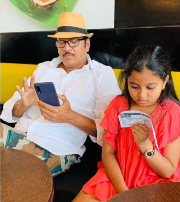 Rajendra Prasad with his granddaughter, Sai Tejaswini