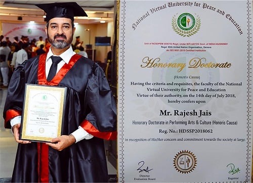 Rajesh Jais with his honorary doctorate degree