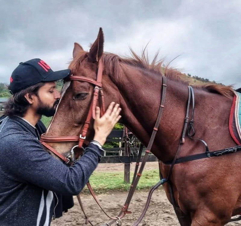 Rajesh Keshav with a horse