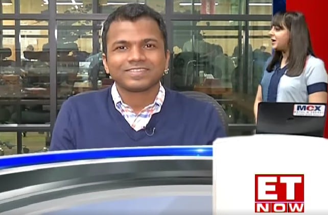 Rajesh Yabaji during an interview on a news channel