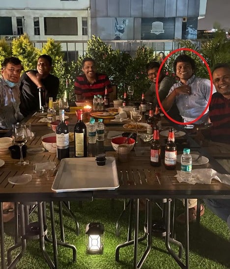 Rajesh Yabaji while enjoying beer with his friends